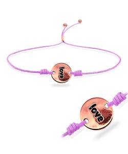 Love Word with Plain Shiny Rope Bracelet BRS-241-RO-GP